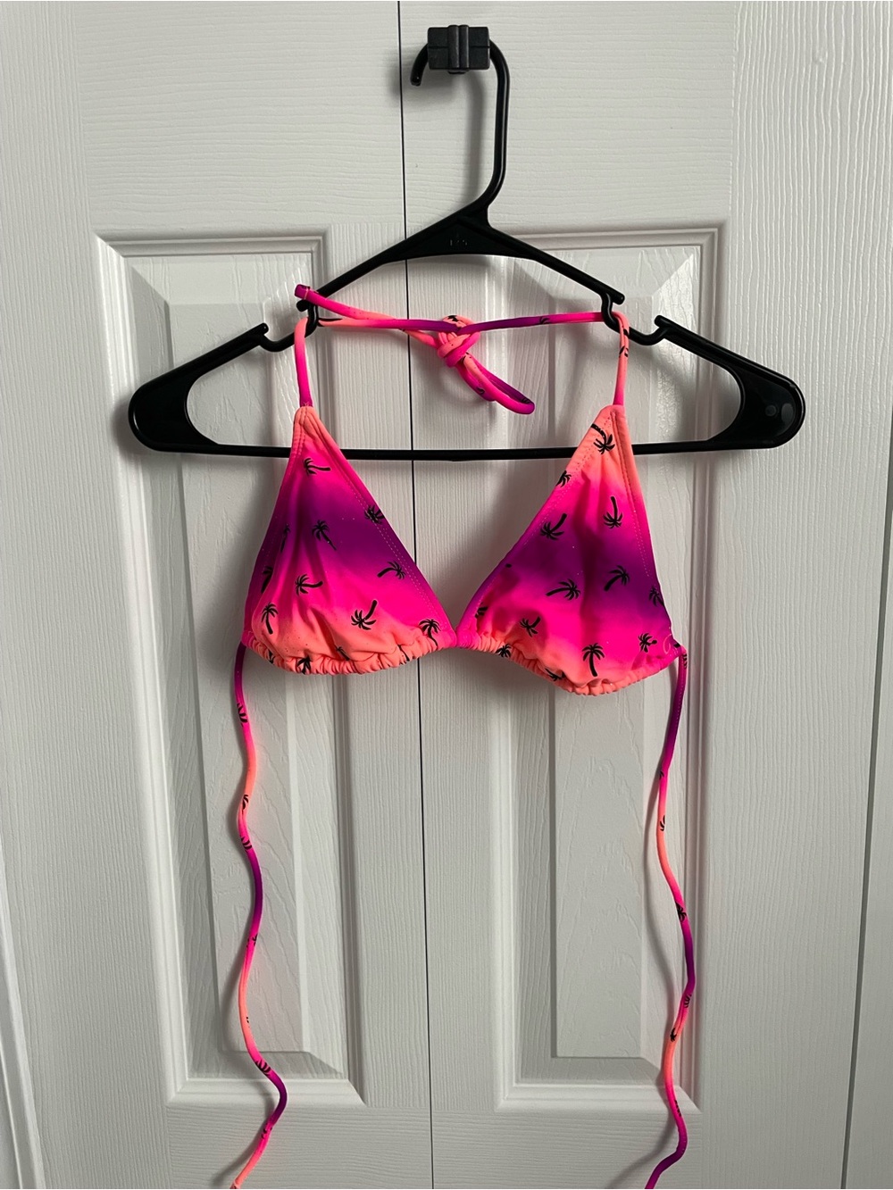 OP Pink & Orange Gradient Triangle Bikini Top with Palm Print